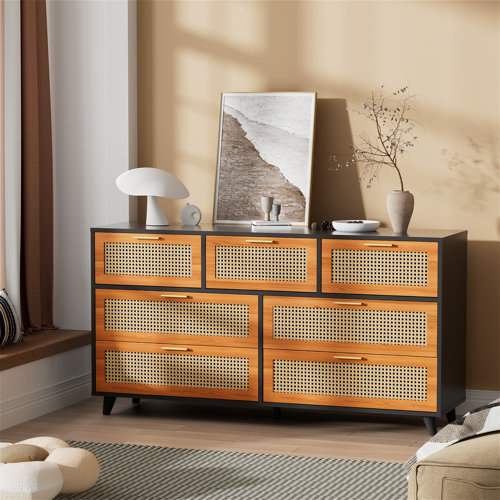 Bay Isle Home Achintya Rattan Dresser with 7 Drawers & Reviews Wayfair